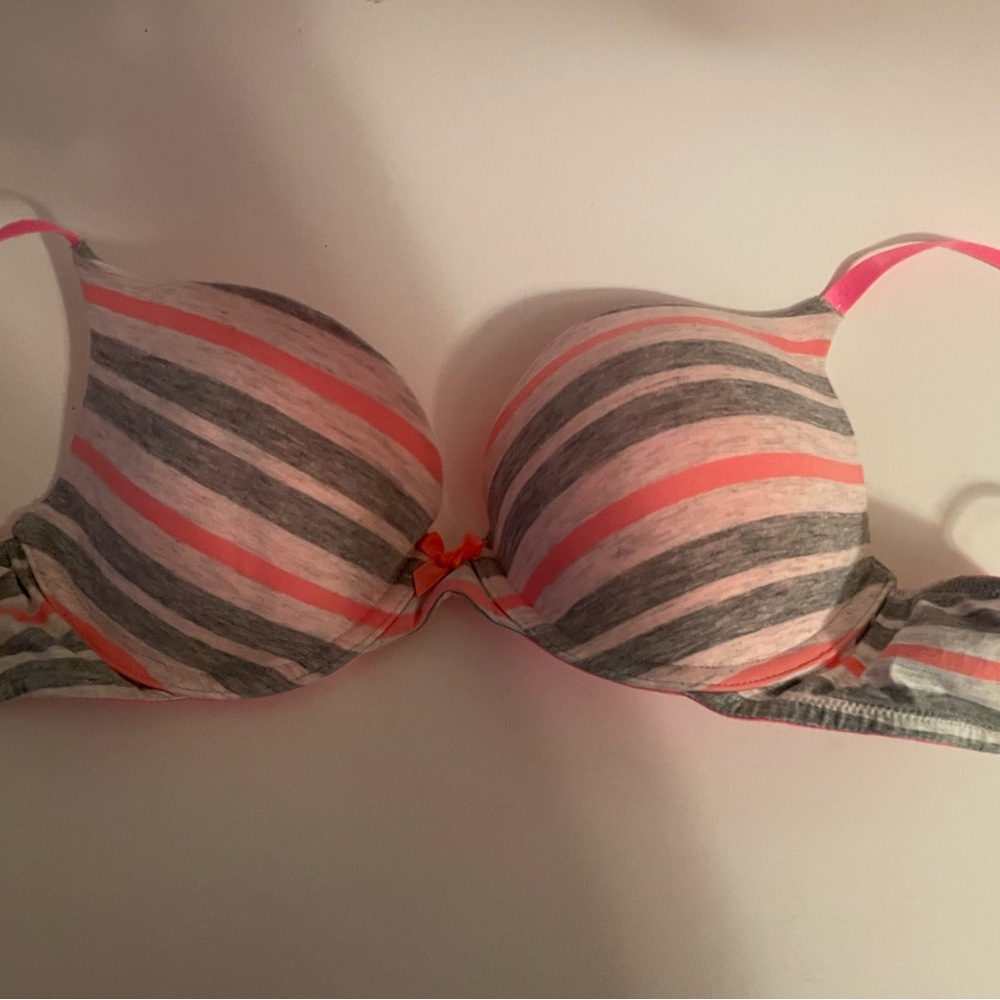 Victoria's Secret Pink and Gray Striped Bra